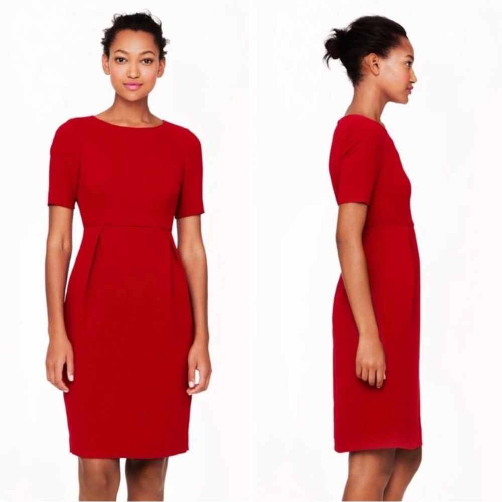 J.Crew red crepe sheath dress
